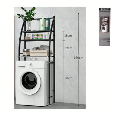 Wasmachineplank boven de wasmachine, opbergrek voor voorlader wasmachine in badkamer/toilet, vrijstaande meerlaags ruimtebesparend balkon opbergrek
