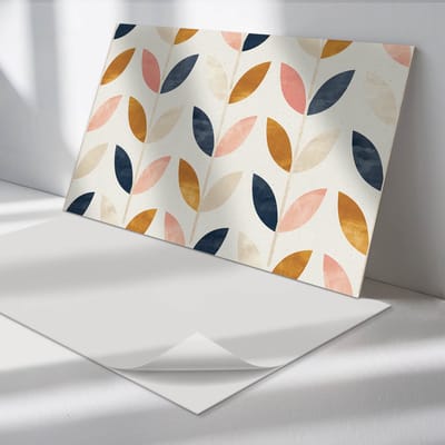 Wallfluent Vinyl Wandpaneel - Bladpatroon in rijen Zelfklevend Wandpaneel - 100 cm x 50 cm - Beige PVC wandpaneel - Set van 1 - Rechthoekig Wandbekleding Vinyl - Bloemen en planten Wandpaneel - PVC Muurpaneel - Wandpaneel Keuken en Badkamer