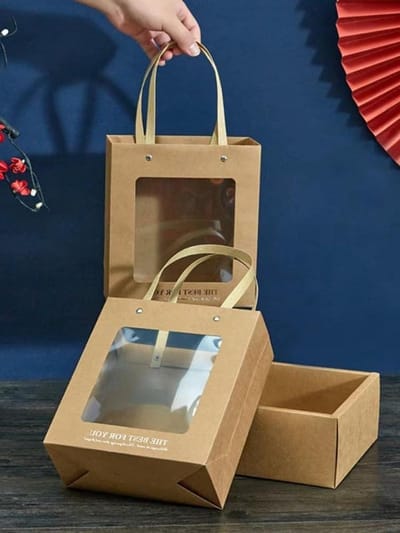 Papieren zakken, goodiebags, giftbags 10st Draagbare lade-stijl verpakkingstas Venster geschenkdoos Bruiloft snoepdoos(Pink)