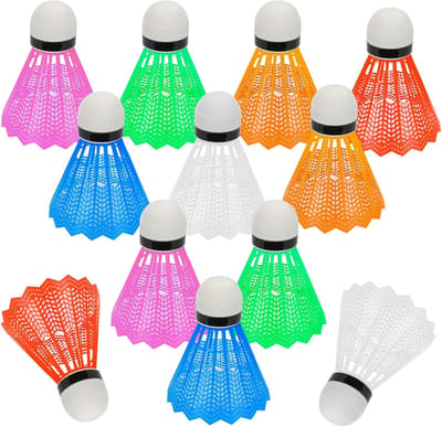 Thijox - 12 Stuks Badminton Shuttles Birdie - Duurzame Plastic Badminton Ballen voor Indoor & Outdoor Training, Fitness, Familieplezier, Gym Spel