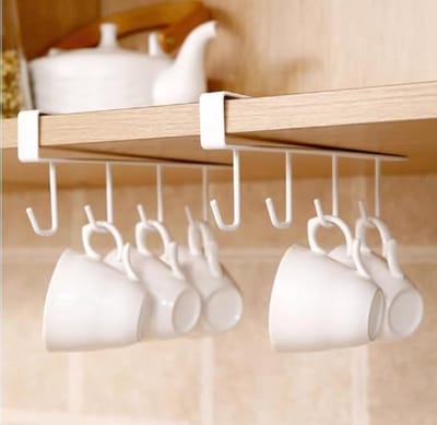 Multifunctionele Keukenhaakjes voor Koffiekopjes - Geen Boren Nodig, Ideaal voor Restaurants en Koffiehuizen, Inclusief Zelfklevende Schroeven