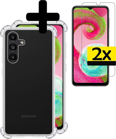 Hoesje - Met Screenprotector - 2 Stuks - Geschikt voor Samsung Galaxy A04s - Sterk & Shockproof - Siliconen Case - Back Cover - Telefoon Hoes - Shock Proof - Telefoonhoesjes - Transparant