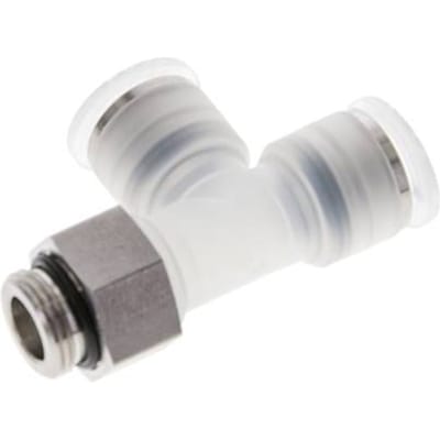 12mm x G3/8'' rechte hoek T-stuk PA/RVS Insteekfitting Buitendraad FDA Draaibaar EPDM