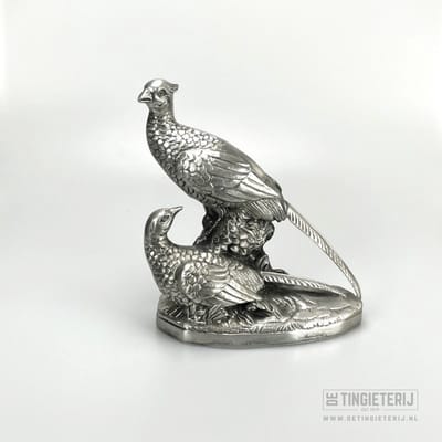 Tinnen Fazanten Koppel – Handgemaakt Miniatuur Dieren – Luxe Decoratie – Uniek Cadeau & Verzameling - jachttrofee - jager - luxe geschenk