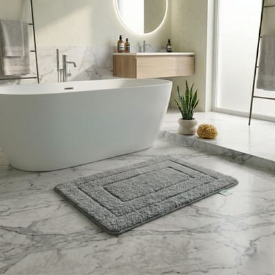 FLOORDIREKT Badmat Atlantis - Rechthoekig - Anti-Slip Achterkant - Modern Badkamermat - Donkergrijs - 50 x 80 cm