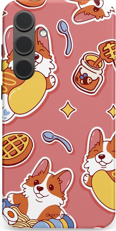 Casetastic Hoesje Geschikt voor Samsung S24 Plus - Stijlvolle Beschermende Duo-layer Case - Corgi snacks