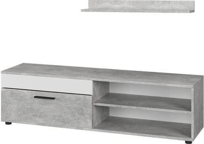 Vicco Berno Lowboard & plank – met 1 klep Beton/Wit