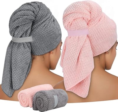 2-Pack Microvezel Drooghanddoeken voor Lang Haar - Absorberende Sneldrogende Handdoeken - Superzachte Sneldrogende Handdoeken - Geschikt voor Vrouwen en Meisjes - Sneldrogende Superabsorberende Drooghanddoeken - 100 x 60 cm
