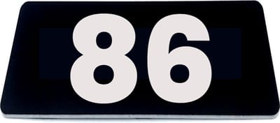Nummerplaatje 86 - 80 x 50 x 1,6 mm - Zwart/wit - incl. 3M-tape | Nummerbordje - Deur en kamernummer - brievenbusnummers - Gratis verzending - 5 jaar garantie