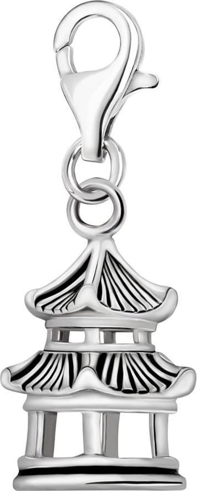 Quiges – 925 - Zilver – Charm - Bedel - Hanger - 3D Azië Tempel Gebouw - met – sterling - zilver - karabijnslot - geschikt - voor -Bedelarmband HC186