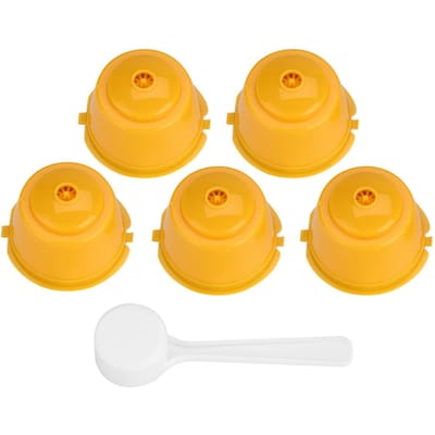 5 Stuks Voedselkwaliteit Pp   304 Roestvrij Staal Herbruikbaar Navulbaar Koffiecapsulefilter (Geel) Yellow orange