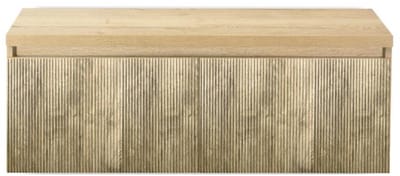 Frozen 3D Badmeubelset 120 cm - Greeplijst in Kleur - Inclusief Wastafelbovenblad French Oak