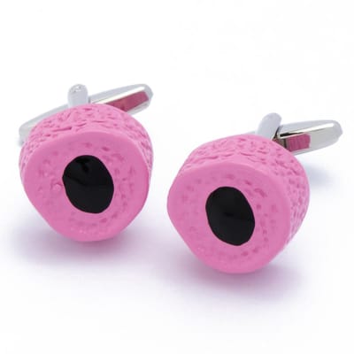 Manchetknopen - Drop Snoep Rond Zwart en Roze