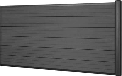 WPC privacyscherm Sarthe, windscherm, aluminium palen ~ Verlengelement laag, 1,85m antraciet