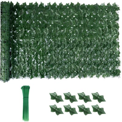 Kunsthaag Klimop 300x100 cm - UV-bestendig Privacyscherm - Kunstklimop Tuinscherm voor Balkon Tuin en Terras - Donkergroen