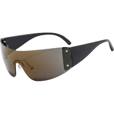 Nieuwste Luxe Millennium Stijl Eén Delige Zonnebril Vrouwelijke Designer Nieuwste Punk Sport Zonnebril Mannen Bril UV Bescherming 400 Stijlvolle Bril As shown in figure black