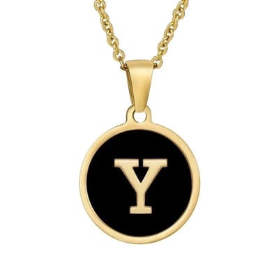 Aramat Jewels | Halskettingen | Stalen letter Ketting in goudkleur met zwart | Y | |1,5mm | Staal | Volwassenen | Verkleurd niet