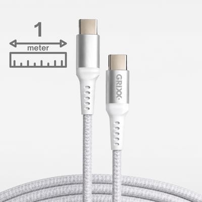 Grixx USB C naar USB C kabel - 60W - snelladen - 1 meter - wit