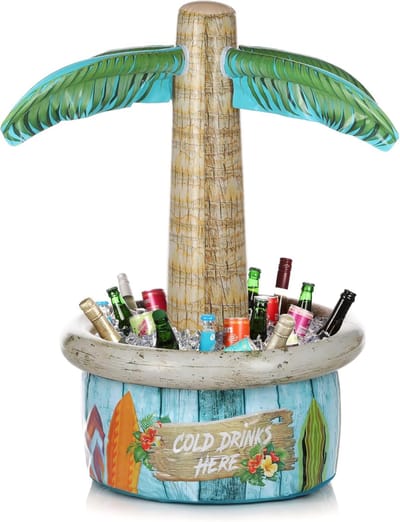Thijox - Opblaasbare Drankenkoeler Palmen Strandlook, Feestaccessoire 94x90 cm, Ideaal voor Tuinfeest, Zomerfeest, Zwembadfeest, Koude Dranken Altijd