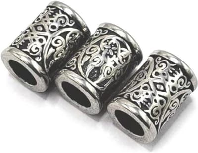 3 Pcs RVS Viking Baard Kralen voor Haar Vlechten, Armbanden en Kettingen - Vintage DIY Sieraden met 6mm Binnen Diameter