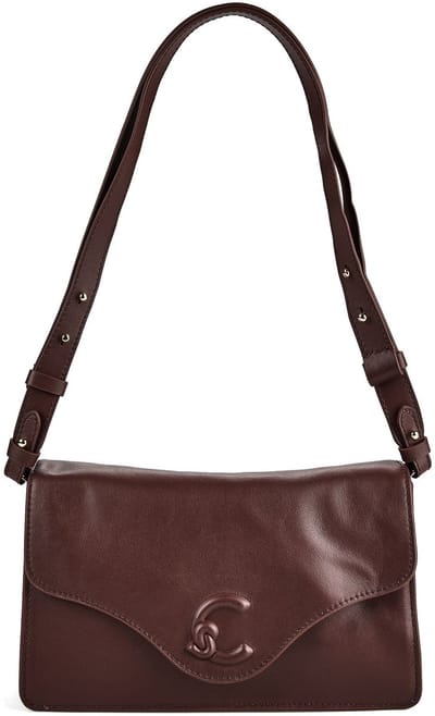 COCCINELLE Leren schoudertas C-Me Softy Smooth Shoulder Bag Berry donkerpaars