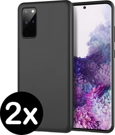 Hoesje - 2 Stuks - Geschikt voor Samsung Galaxy S20 Plus - Sterk & Shockproof - Telefoonhoes - Back Cover - Case Siliconen - Telefoon Hoes - Zwart