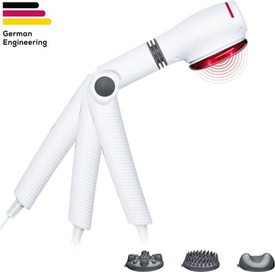 Beurer MG 44 Infrarood Massage Apparaat – 2-in-1 Warmte & Massage – 180° Draaibare Kop – Voor Rug, Nek & Triggerpointmassage – 3 Opzetstukken - 3 jaar garantie