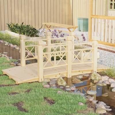 vidaXL - Tuinbrug - met - leuningen - 150x67x56 - cm - massief - vurenhout