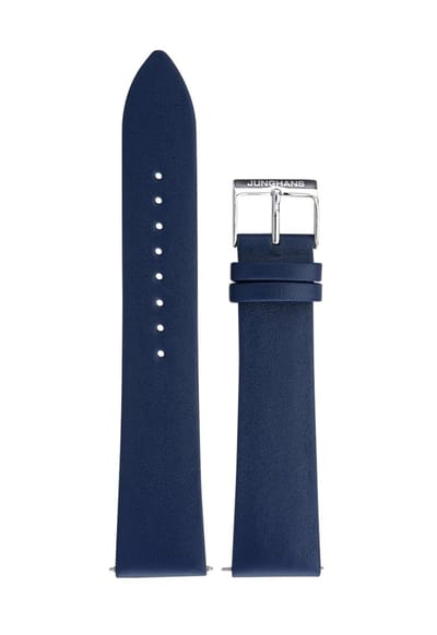 Junghans Form A / Form Chronoscope / Form Quartz - horlogebandje heren blauw- origineel Junghans - 21 mm - kalfsleer
