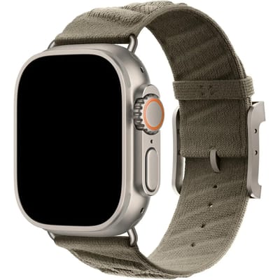 123watches bandje Averro - nylon - titanium grijs - 38 · 40 · 41 & 42 mm - Geschikt voor Apple Watch series 1/2/3/4/5/6/7/8/9/10/11/12/SE/SE2/SE3