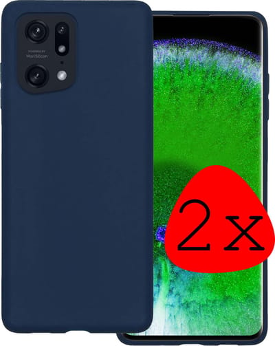 Hoesje 2 Stuks - Geschikt voor OPPO Find X5 - Sterk & Shockproof - Case Siliconen - Back Cover - Telefoon Hoes - Donkerblauw