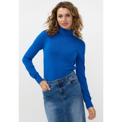 EsQualo Sweater Fancy Detail Shldr Basic Knit Brilliant Blue Maat: S | Sweaters Outlet | Dames | Blauw