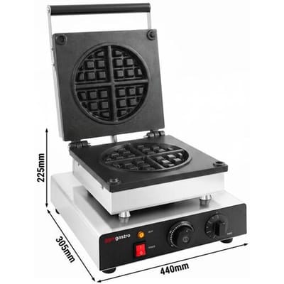 GGM Gastro Waffeleisen - Einzeln - Manuell - 1,75 kW - Form: Amerikanische Waffel - Backplatten teflonbeschichtet