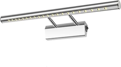 LED-badkamerspiegellamp (5 W) — Wandlamp / Schilderijverlichting — IP44 Waterbestendig — 180° Verstelbaar — Met schakelaar — Roestvrij staal — Ideaal voor decoratieve kasten, badkamers en make-up — 40 cm (6000 K)