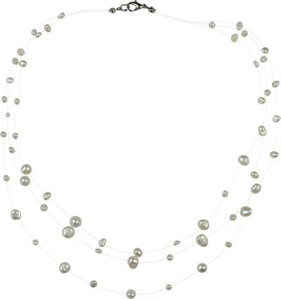 Zoetwater parelketting Jill W - echte parels - wit - sterling zilver (925) - luxe sieraden zakje - parelketting dames