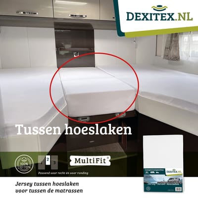 Dexitex tussen hoeslaken Wit 35-50 cm breed en lengtes 130-145 cm lang/lengtebedden