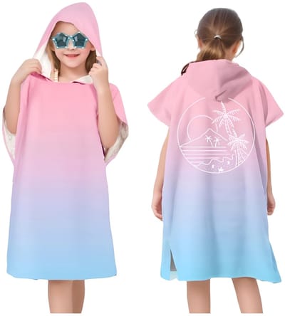 Cosensi - Kids Poncho - Microfiber Badcape - Super Absorbent - 75x60cm - Water Sport - Hooded Towel - Geschikt voor Jongens en Meisjes - Style 4