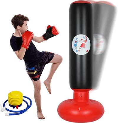 Verstelbare Staande Bokszak voor Kinderen van 6-12 Jaar, 160 cm, Geschikt voor Karate, Kickboksen en Taekwondo Training, Perfect Cadeau voor Jongens en Meisjes
