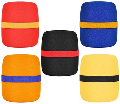 Dailygoods- Handmicrofoon Hoes 5-Pack - Sponsmicrofoonhoes - Zacht/Herbruikbaar - Bescherming tegen Stof/Vocht - 70 x 60 mm - Kalibermaat 32 mm - Microfoonhoes