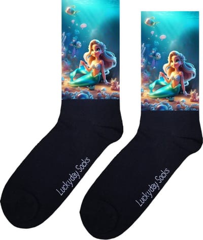 Zeemeermin - Opkikkertje - Grappige sokken - Valentijn cadeau - Verjaardag cadeau - Kerst cadeau - Grappige sokken - Leuke sokken - Parels - Zee - Vrolijke sokken - Blond haar - Kerst sokken - Vaderdag - Moederdag - Socks maken Happy - 37-44