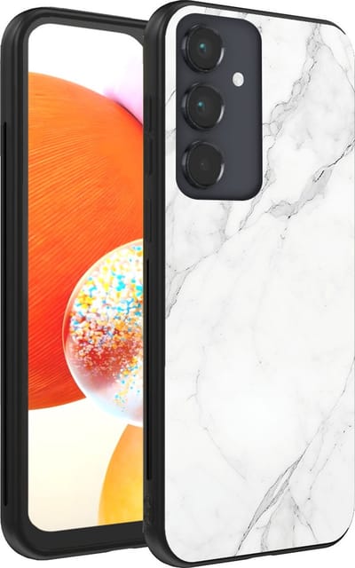 Smartphonica Telefoonhoesje voor Samsung Galaxy A14 met marmer opdruk - TPU backcover case marble design - Wit geschikt voor Samsung Galaxy A14