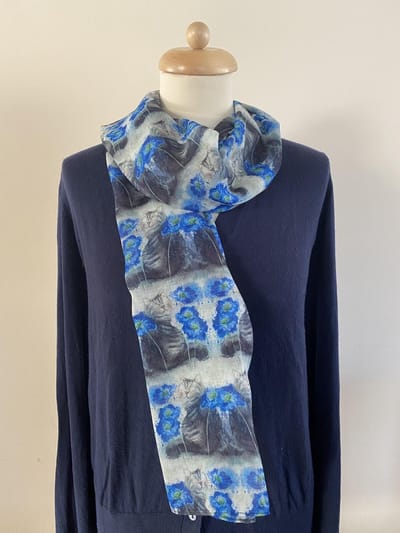 Alex Clark Sjaal Lang Cat & Flowers ~ Katten