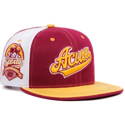 Casquette Acusa Brodé Homme Bloc de Couleur Jeune Hip Hop Rétro Snapback Coton Unisexe Cowboy Chapeau Réglable Adjustable pink