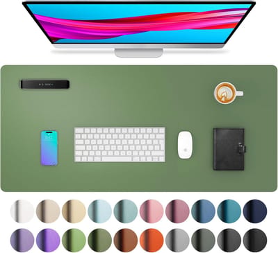 StayPowered PU-Lederen Bureau Mat - Stijlvolle Bescherming voor Je Werkplek - 80x40 cm - Waterdicht - Antislip Achterkant - Ruimte voor Laptop & Muis - Eenvoudige Reiniging - Duurzaam & Slijtvast - Donkergroen - Levering Sneller dan Aangegeven!