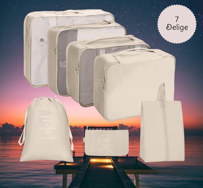 Packing Cubes Set 7-Delig - koffer organizer set - koffer organizer - Kleding organizer voor koffers, tassen en backpack - Beige