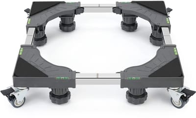 MTTProducts - Wasmachine standaard - Verstelbare wasmachinebasis - Met 4 wielen - Grijs - Ondersteunt 300 kg - Ideaal voor zware apparatuur - Ruimtebes...