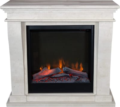 Xaralyn Elektrische haard - Kreta-Mini ELE-SWU - wit natuursteen - 1500 Watt verwarming - met afstandsbediening - haardombouw inclusief inbouwhaard - schouw