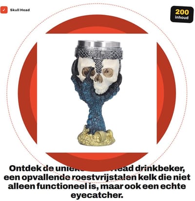 Dailygoods- Skeletkelk Uniek Ontwerp - Roestvrijstalen Drinkbeker - Multifunctionele Wijnbeker - Dubbelwandig - 200ml - Stevig en Duurzaam