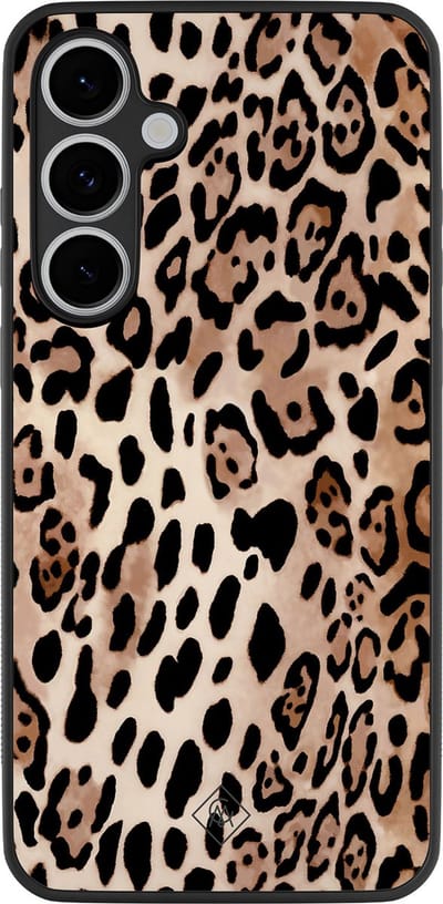 Casimoda® hoesje - Geschikt voor Samsung Galaxy S24 FE - Luipaard print bruin - Zwart TPU Backcover - Luipaardprint - Zwart