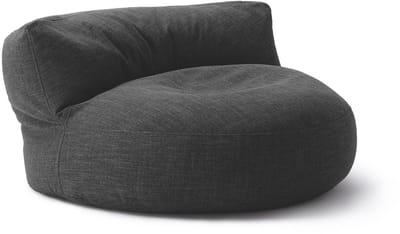 Lumaland Indoor linnen zitzak lounge, ronde zitzak voor binnen, 320 l vulling, 90 x 50 cm, linnenlook en feel, grijs